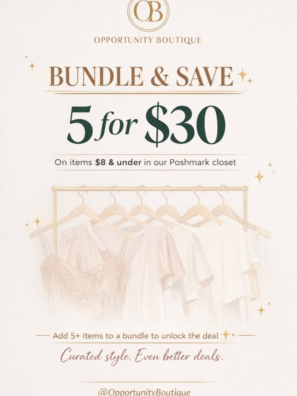 5 for $30 on all items $8 or less